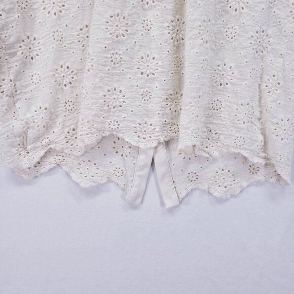 NY Collection Cream Lace Floral Collar Button Down Preppy Top Size M - Picture 12 of 13